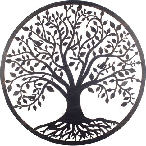 Mur décoratif en métal arbre de vie 82x82cm – Décoration murale en métal noir – Résistant à la corrosion – 23650 – Signes Grimalt (1/4)
