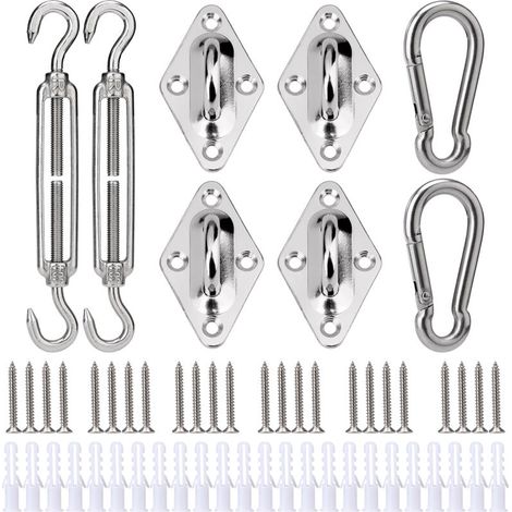 15cm stainless steel fixing kit for installing a triangular shade sail (1/5)