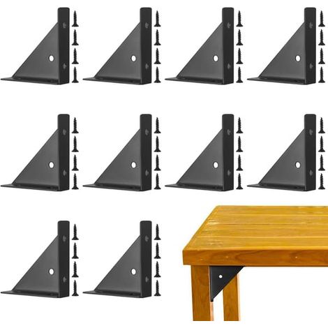 Connecteurs d'angle, fixation d'angle, support de fixation pour bord de bureau, noir, 9,2 x 6,6 x 1,9 cm, lot de 10 (1/5)