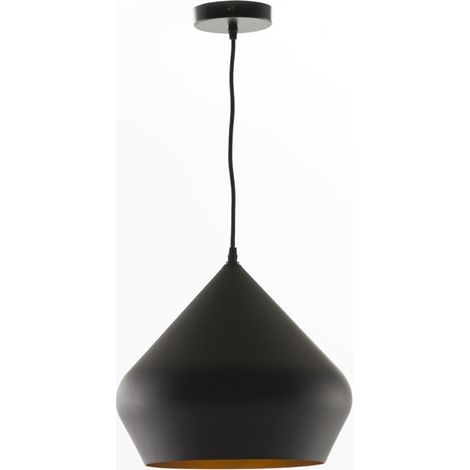 Lampe suspension design métal noir Priou H 34 cm