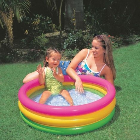 Rundes, aufblasbares PVC-Kinderbecken, 60 cm / 90 cm / 120 cm, 3 Regenbogenfarben. (1/5)