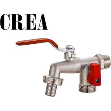 Garden Faucet with 1/4 Turn Flat Handle, Dual Outlet (1/2)