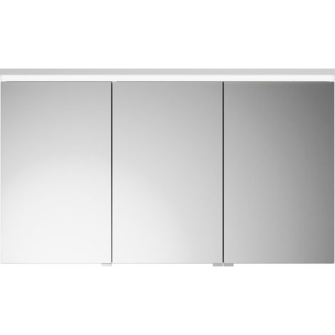 burgbad Lin20 armario con espejo iluminación LED, 3 puertas, tope