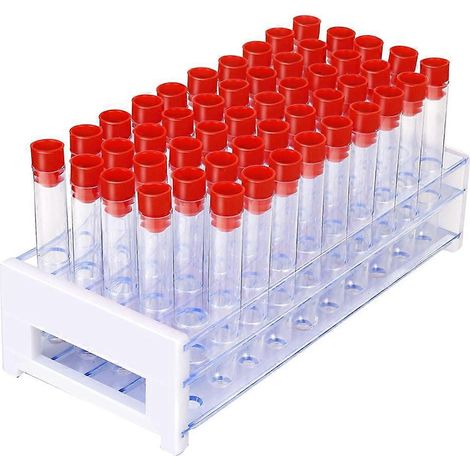 51 tubes à essai en plastique avec couvercle, support de rangement pour tubes à essai, matériel de laboratoire-10X1.6CM (1/3)