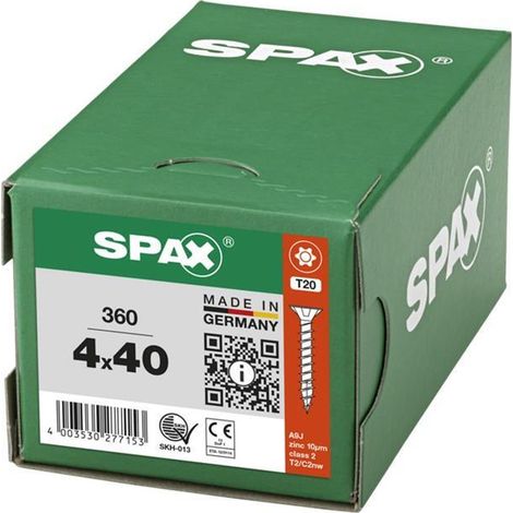 Viti Spax t-star t20 autofilettanti resistenti alla corrosione 4x40mm
