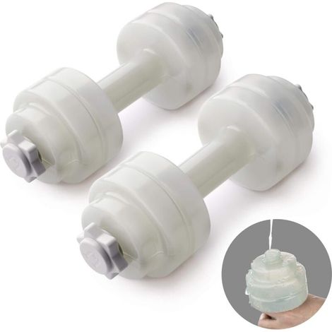 Lot de 2 Haltères Remplis d’Eau Portable Pratique Ecologique Sécuritaire Surtout Convient pour Femme et Adolescent Gris-Fei Yu (1/5)