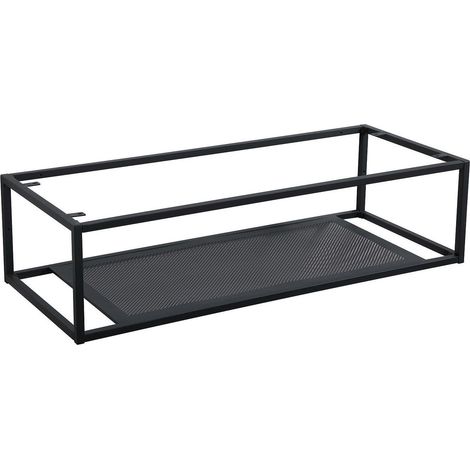 Mob-In – Structure métallique noir mat à suspendre 120cm – Pour plan de toilette – Fixation murale – Étagère en fer perforée
