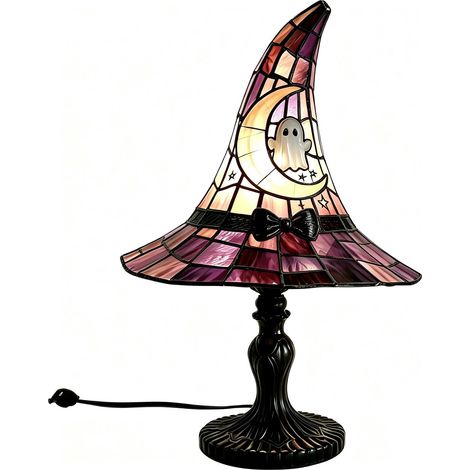 Halloween Witch Cauldron Lamp - Halloween Pumpkin Candlestick Ghost Bow Table Lamp