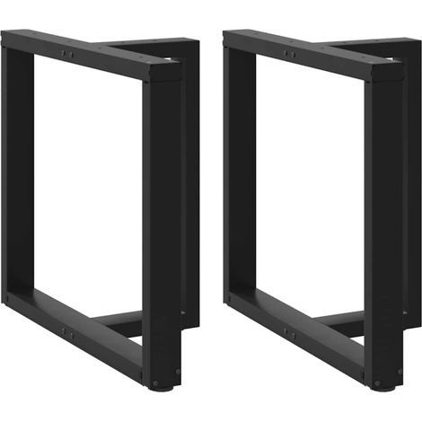 Pieds de table à manger en T, lot de 2, acier noir, 80 x 35 x 72-73 cm - PANGIVO (1/5)