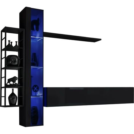 Ensemble meubles de salon style industriel SWITCH M7. Coloris noir.