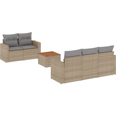 Maison Exclusive - Patio Sofa Set 5 plaza Mezcla de beige y gris (1/5)
