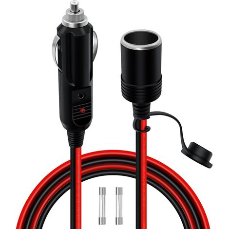 Cigarette Lighter Extension Cable 12 V 24 V 14 AWG 15 A 20 A Car Cigarette Lighter Extension Cable with LED for Motorcycles, Boats, Cars (3 m) (1/5)
