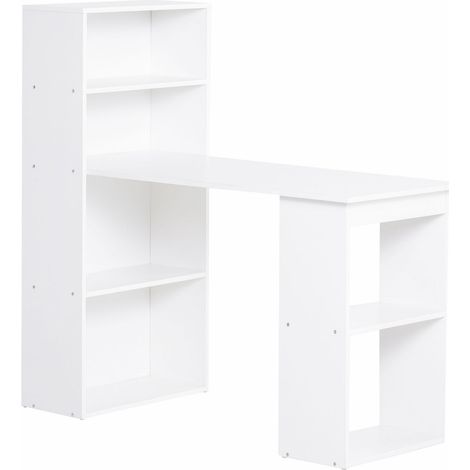 Schreibtisch Küchentisch Mit Regal, Computertisch, Arbeitstisch, Laptoptisch, Büroregal, Weiß, 120X55X120Cm