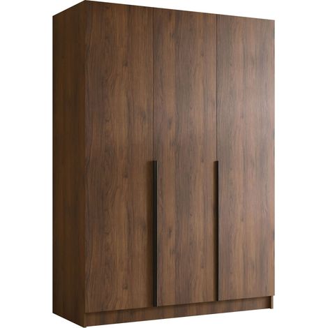 Armoire Closico Decoron I, Noyer + Noir, 215x150x58cm, Portes d'armoire: Avec des charnières, Nombre d'étagères: 0