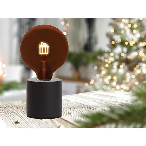 Tischlampe Beton Schwarz mit Deko LED Glühbirne Geschenk, Höhe 9cm (1/5)