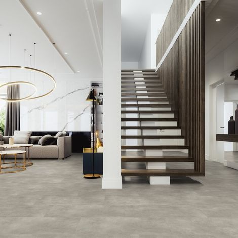 Dalle de sol PVC clipsable sous couche intégrée effet béton rock taupe GERFLOR - 2.04 m² (1/4)