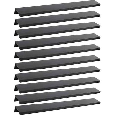 Lot de 10 poignées de meuble invisibles – Alliage d'aluminium, noir – Entraxe 224 mm (1/4)