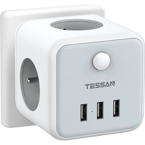 1 Bloc Multiprise Murale, 3 Prises Françaises, 3 Ports USB, Interrupteur, 2500W, Pour Domicile Et Bureau (1/5)