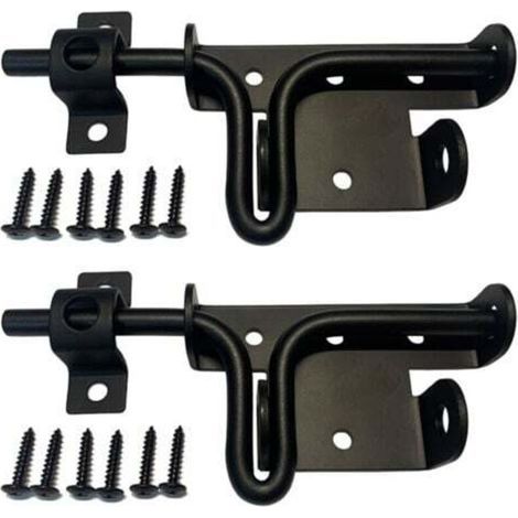 Verrous Loquet Porte à Boulon Coulissant Extérieur, Serrure de Porte avec Trou de Cadenas Inox Targette Loquet de Portail de Fermeture noir(2 articles) (1/5)