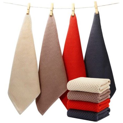 Lot De 4 Torchons kitchen en coton pour le nettoyage et le séchage de la vaisselle 33 x 33cm (1/5)