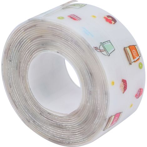 Bande de calfeutrage autocollante et étanche pour l'étanchéité des bords d'évier et de lavabo de cuisine et de salle de bain, 38 mm x 3,2 m (1/5)
