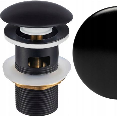Tappo per lavabo in ceramica nero semi-opaco per lavabi con troppopieno (1/4)
