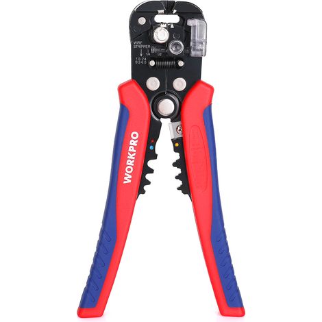 Workpro – Pince à dénuder automatique 200 mm – Dénudage 10-24 AWG – Coupe-câbles et sertissage – Poignée antidérapante pour confort (1/5)