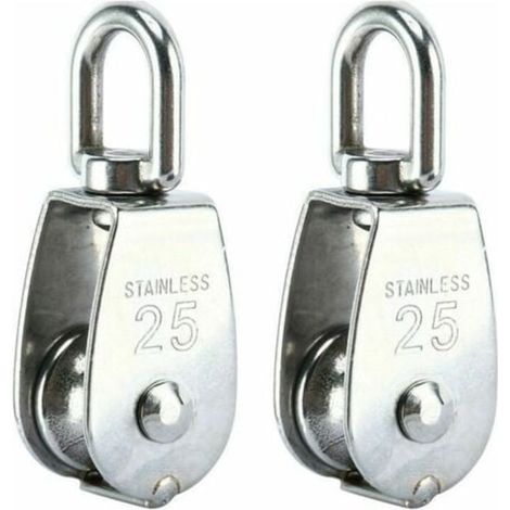 LYERCW - Poulie simple M25 en acier inoxydable 304, charge admissible 150 kg, lot de 2 (1/4)