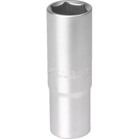Langer Steckschlüssel 1/2 Zoll, 6-Winkel, 19 mm, verchromt, aus Chrom-Vanadium-Stahl
