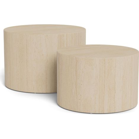 Conjunto mesa de centro Norsica 800, Beige, 40x0x0cm, Diámetro: 58, MDF, Redonda