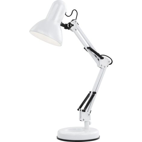 Lampe de bureau lampe de lecture lampe de table lampe de chevet orientable blanc, bras et spot mobiles, métal, 1x E27, LxH 40 x 60 cm (1/3)