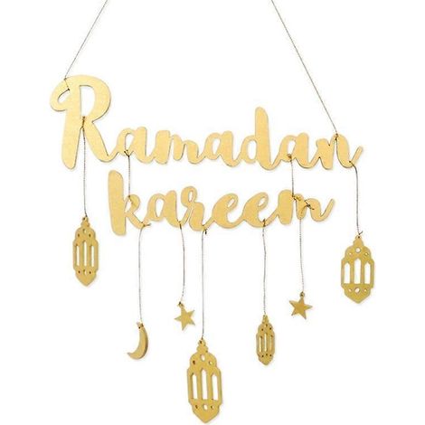 Wanddekoration aus Holz: Eid Ramadan Kareem Halbmond-Stern-Anhänger, islamisches muslimisches Mubarak-Ornament für Partys und Zuhause