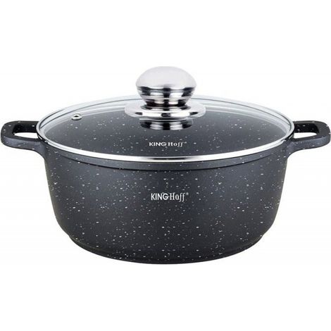 Faitout - Marmite - Revêtement Intérieur En Marbre - 26 Cm - Capacité 5,6 L - Noir (1/4)