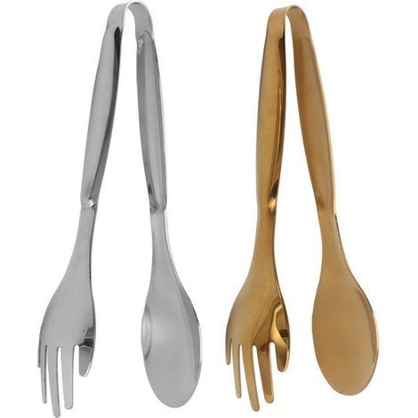 Accessori da cucina – Set di 2 pinze in acciaio inox – Colore oro e argento – 20 x 4,5 cm (1/5)