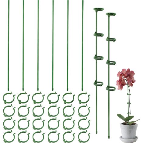 Tuteur à Clip pour Plantes - 6 Pièces Fibre de Verre Vert - Taille Adjustable (30/45/60 cm) (1/5)