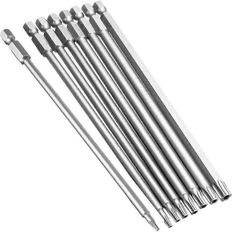 Ensemble de 8 embouts de tournevis magnétiques Torx à tige hexagonale de 6,35 mm (150 mm) et à embout étoile T8-T40. (1/5)