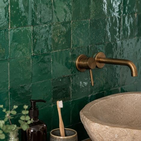 Véritable Zellige Marocain Vert Menthe N 36 10x10 cm - Paquet de 0,5 m² - Ti'ma Stone (1/5)
