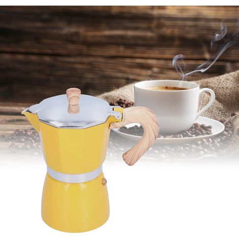 Cafetière italienne 300 ml, compatible avec cuisinières à gaz, à éthanol et fours électrothermiques, jaune (1/5)