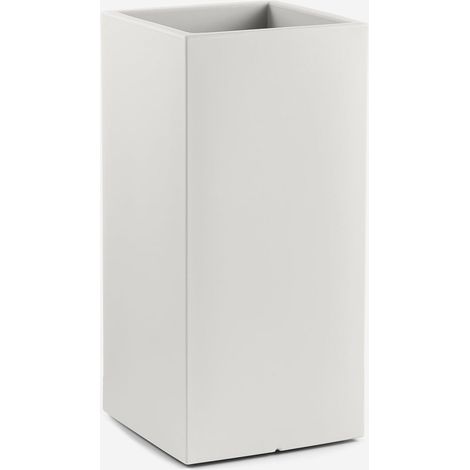 Vaso portafiori quadrato alto da giardino in polietilene Loto - Bianco (1/3)