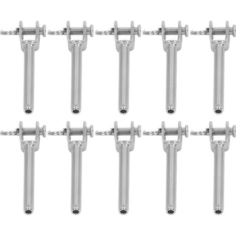Lot de 10 connecteurs fourche en inox 3mm, accessoire de câble métallique, verrou à tirer pour corde, fixation droite
