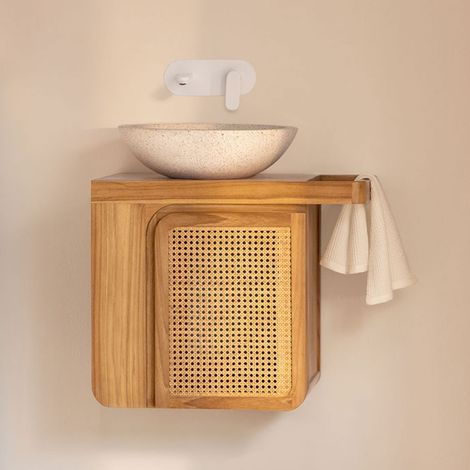 Set di mobili da bagno sospesi 60x40 cm in legno di teak Georgy SKLUM            