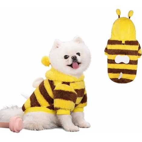 Conjunto para perro con estampado de abejas, suave y mullido capucha anilla D arnés correa, Chaqueta cachorro/gato Chihuahua Yorkshire Terrier (1/5)