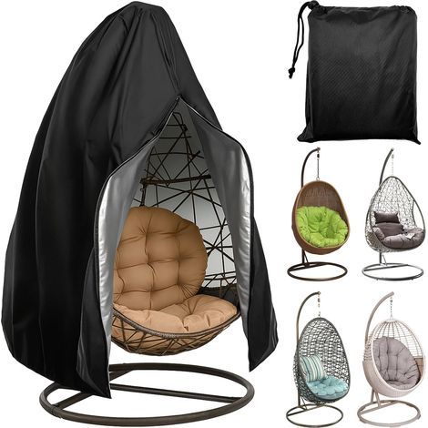 (Black) Hanging Chair Cover, 210D Oxford Fabric, 190 x 115 cm, Outdoor Swing Protector, Waterproof, UV Resistant, Durable Garden Furniture Protector (1/5)