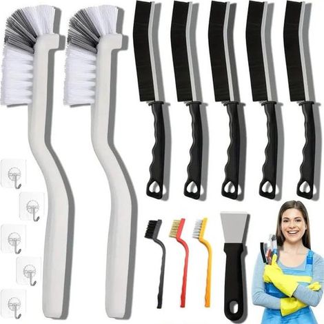 Juego de 14 cepillos para juntas: cerdas resistentes para limpiar juntas,suelos de baldosas,marcos de ventanas y cocinas (1/5)