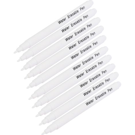 Lot de 10 marqueurs effaçables à l'eau pour tissus et outils de couture, à pointe unique, blancs. (1/5)