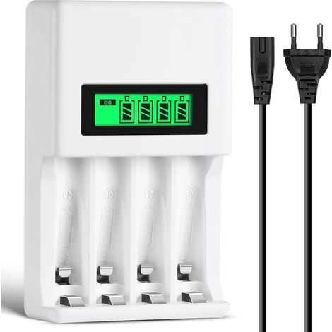 Chargeur de Piles, Chargeur Piles Rechargeable Charge, Chargeurs de Pile s AA et AAA 4 Slots, Chargeurs d e numérique et Intelligent, Char ge Rapide, Protection d e Charge Intelligente (1/5)