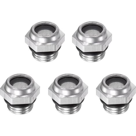Air Compresseur Huile Niveau Jauge Viseur Verre 1/4" Mâle Fileté Aluminium Liquide Indicateur Viseur Fenêtre 5Pcs (1/5)