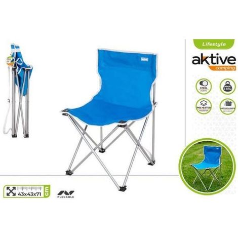 aktive silla plegable antivuelco camping 43x43x71 cms tubo de acero 110 kgs