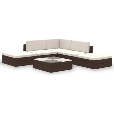 Maison Exclusive - Set Divani da Giardino 6 pz con Cuscini in Polyrattan Marrone
