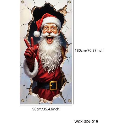 Décoration de porte de Noël 2026, rideau décoratif extérieur, tissu suspendu, bannière de porte - 30 x 180 cm (œillets + ruban) - PPO-3